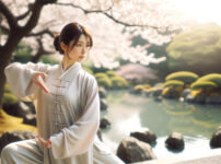 太極拳をする女性の画像