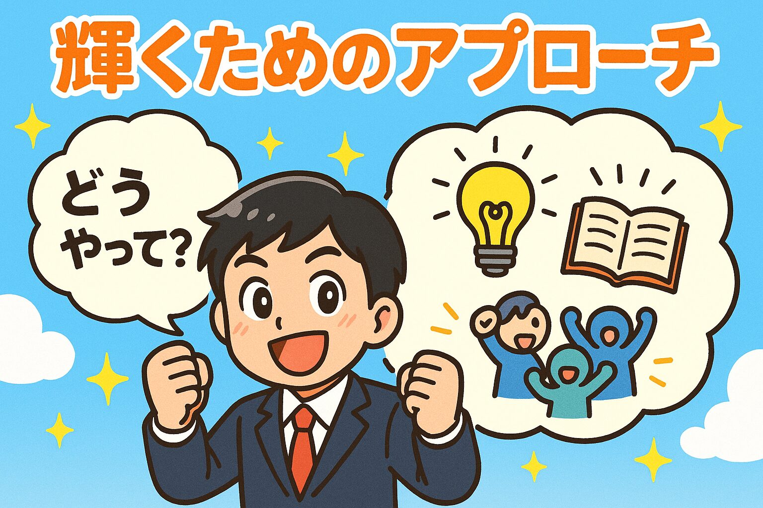 わくわくしながら、自分自身を輝させるには、どうしたらいいかを表現した画像