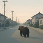 待ちに出没する熊の後ろ姿、なぜこのような事態になったのかを問う画像