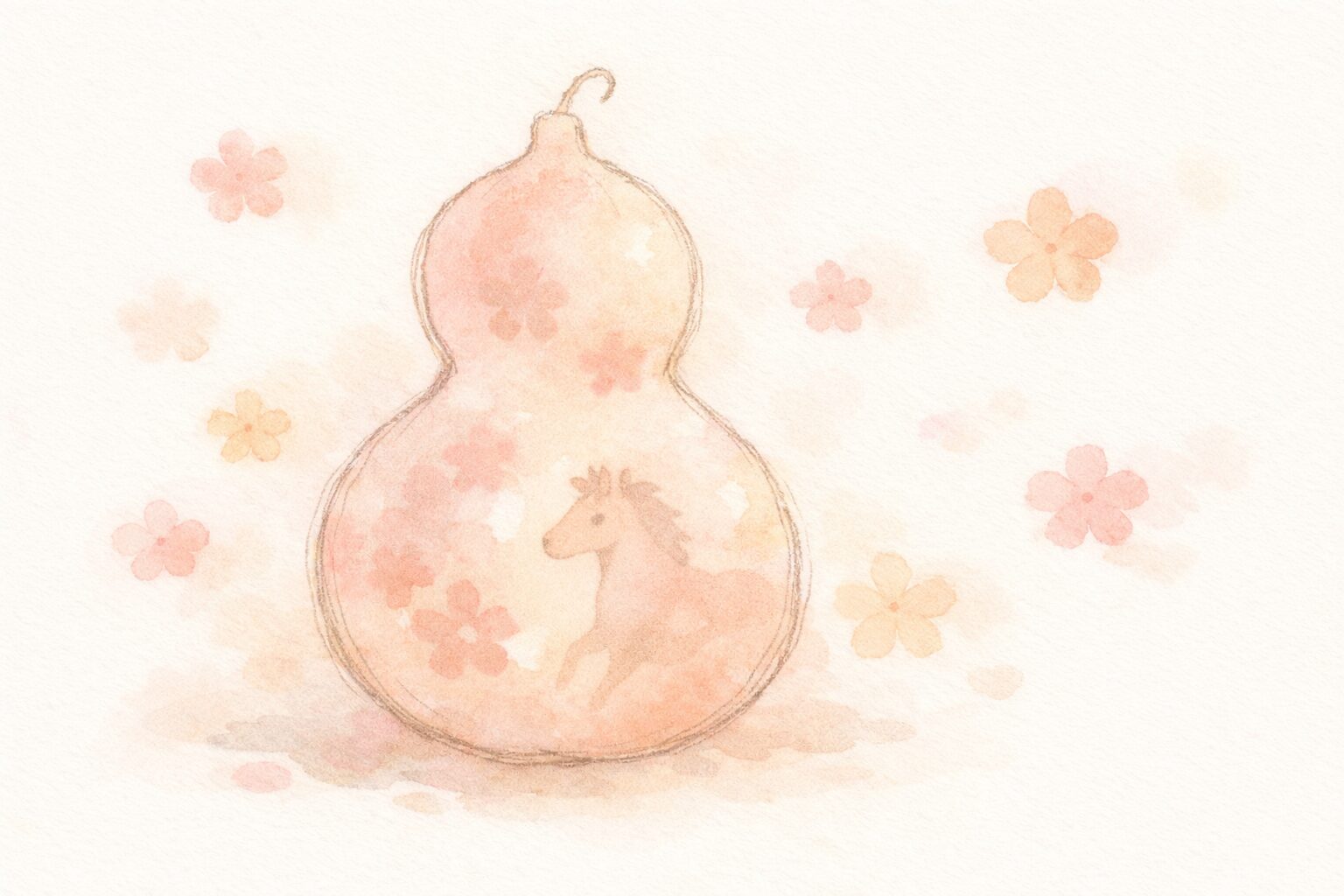 ひょうたんから駒のイメージを年の初めに考えるイラスト