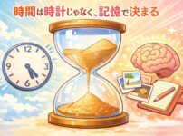 時間は時計が決めるのではなく記憶の量が重要であるという画像