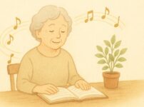 言葉をメロディーとしてとらえている優しい女性の画像
