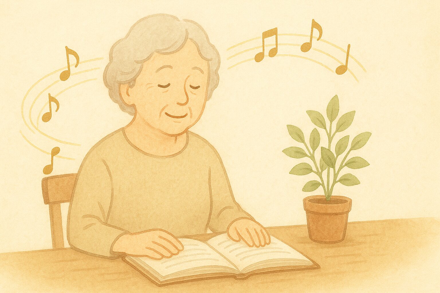 言葉をメロディーとしてとらえている優しい女性の画像