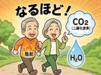 脂肪が二酸化炭素と水に分解されて外に出る様子を表現した画像
