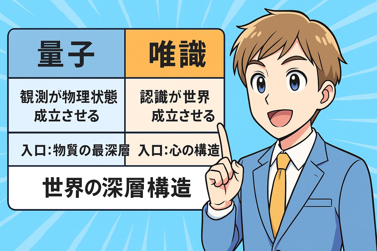 量子と唯識論の違いを説明した画像