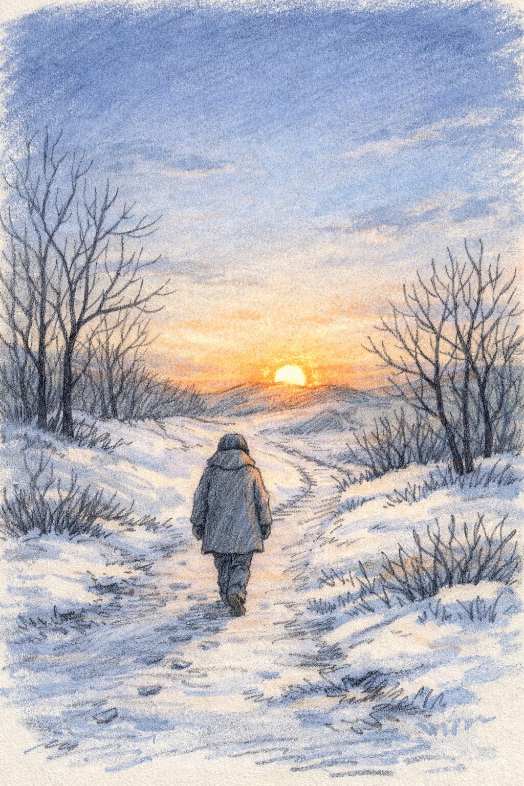 明日の希望に向かって歩く人の画像