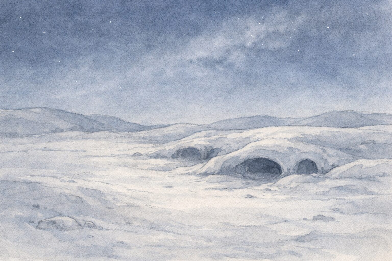 静かな月面と地下に広がる空洞をイメージしたイラスト。現代の宇宙探査で明らかになった月の謎を表現。