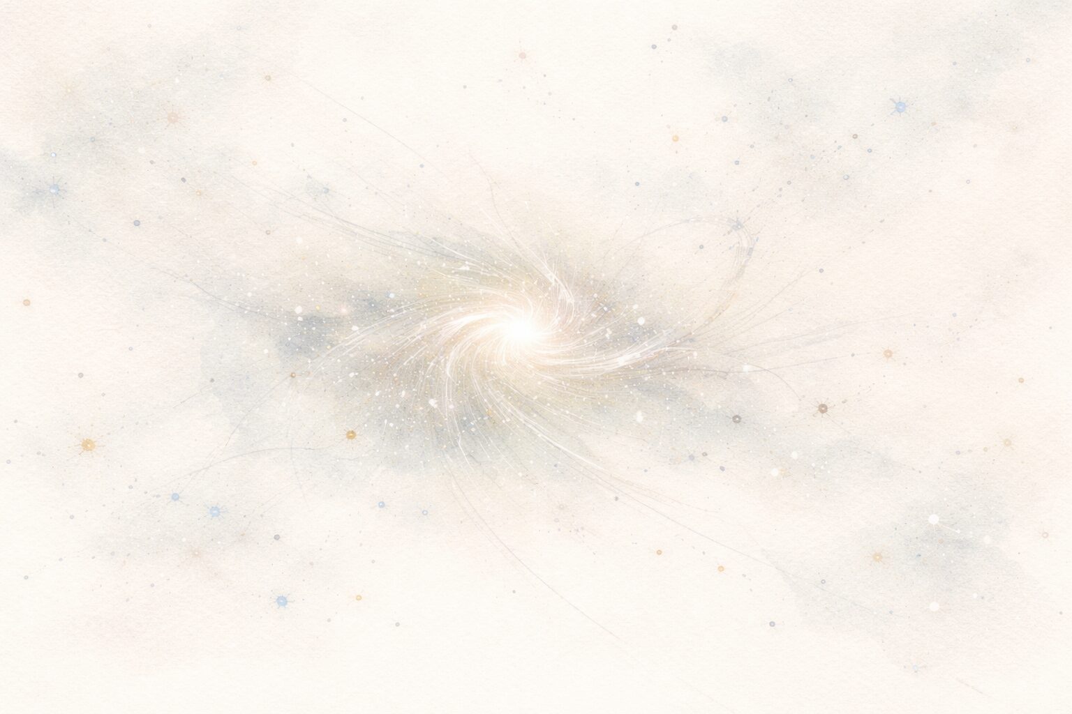 無秩序な世界の中で、静かに秩序が生まれ始める様子を描いた抽象イラスト