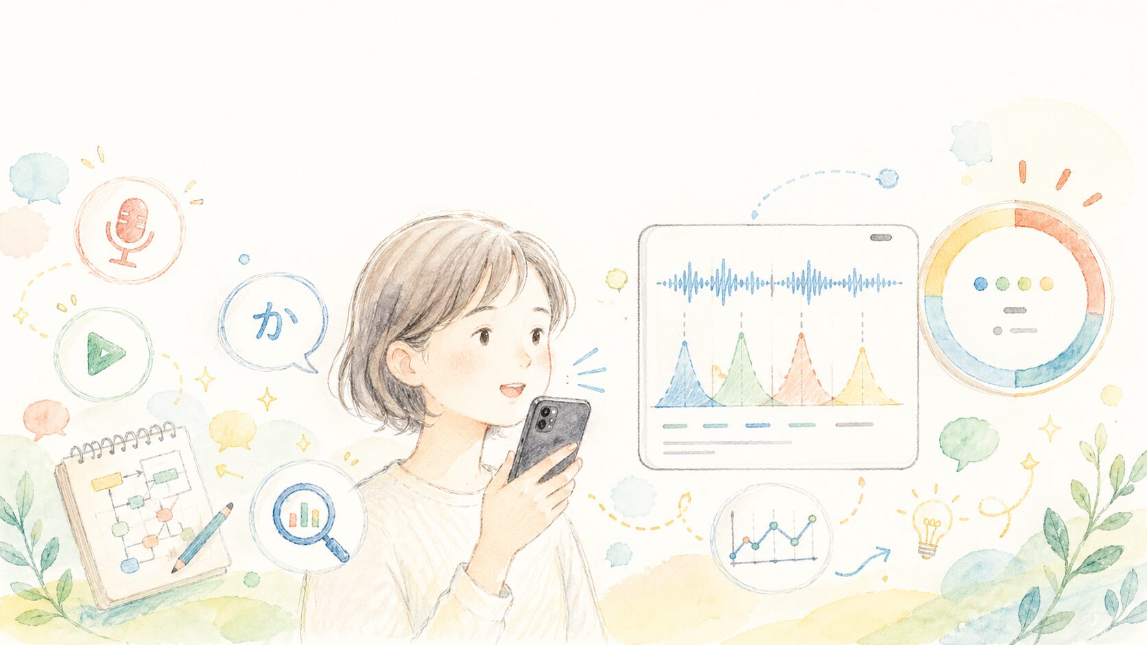 バイブコーディングで作成した活舌測定アプリを使用しているイメージ画像