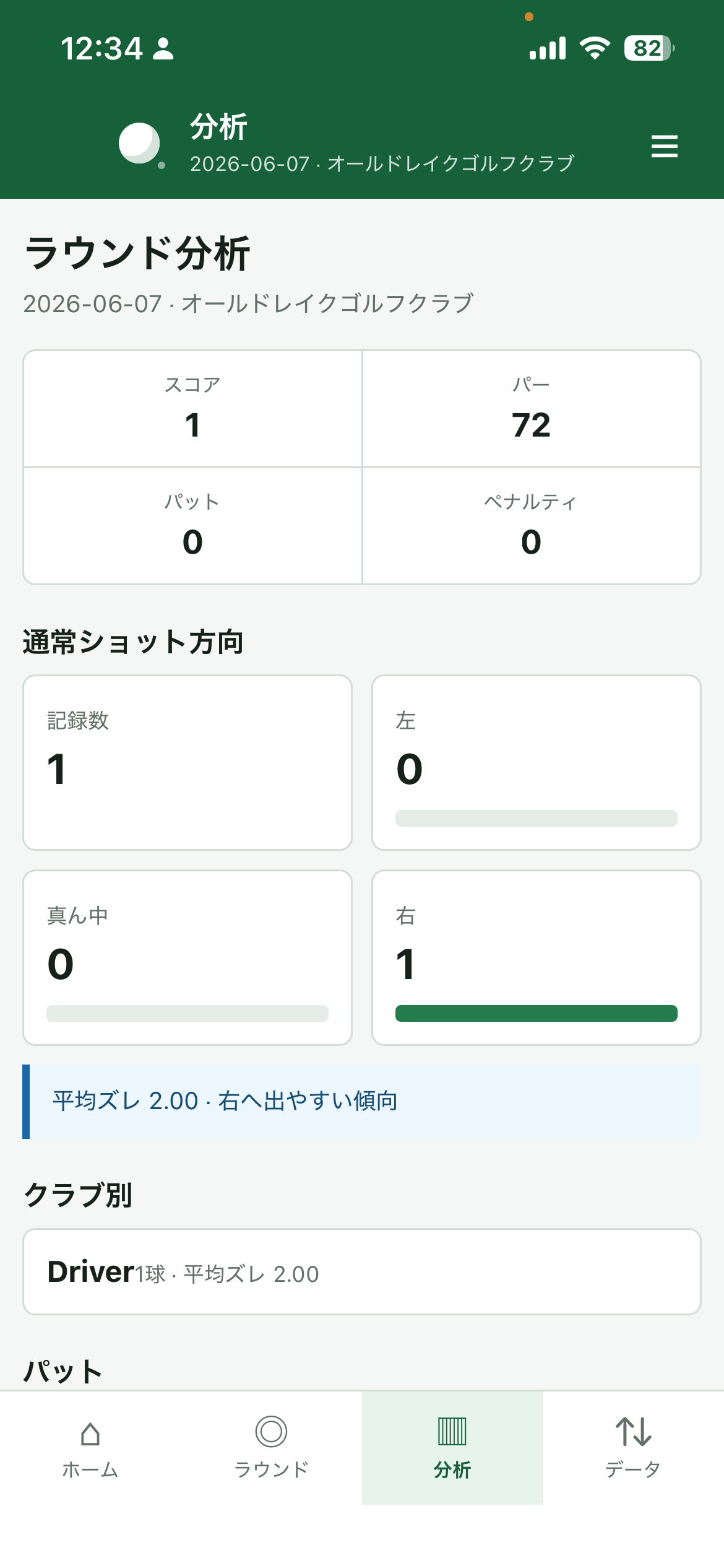 狙い方向と結果の差異を分析して表示する場面のスクシュ画像