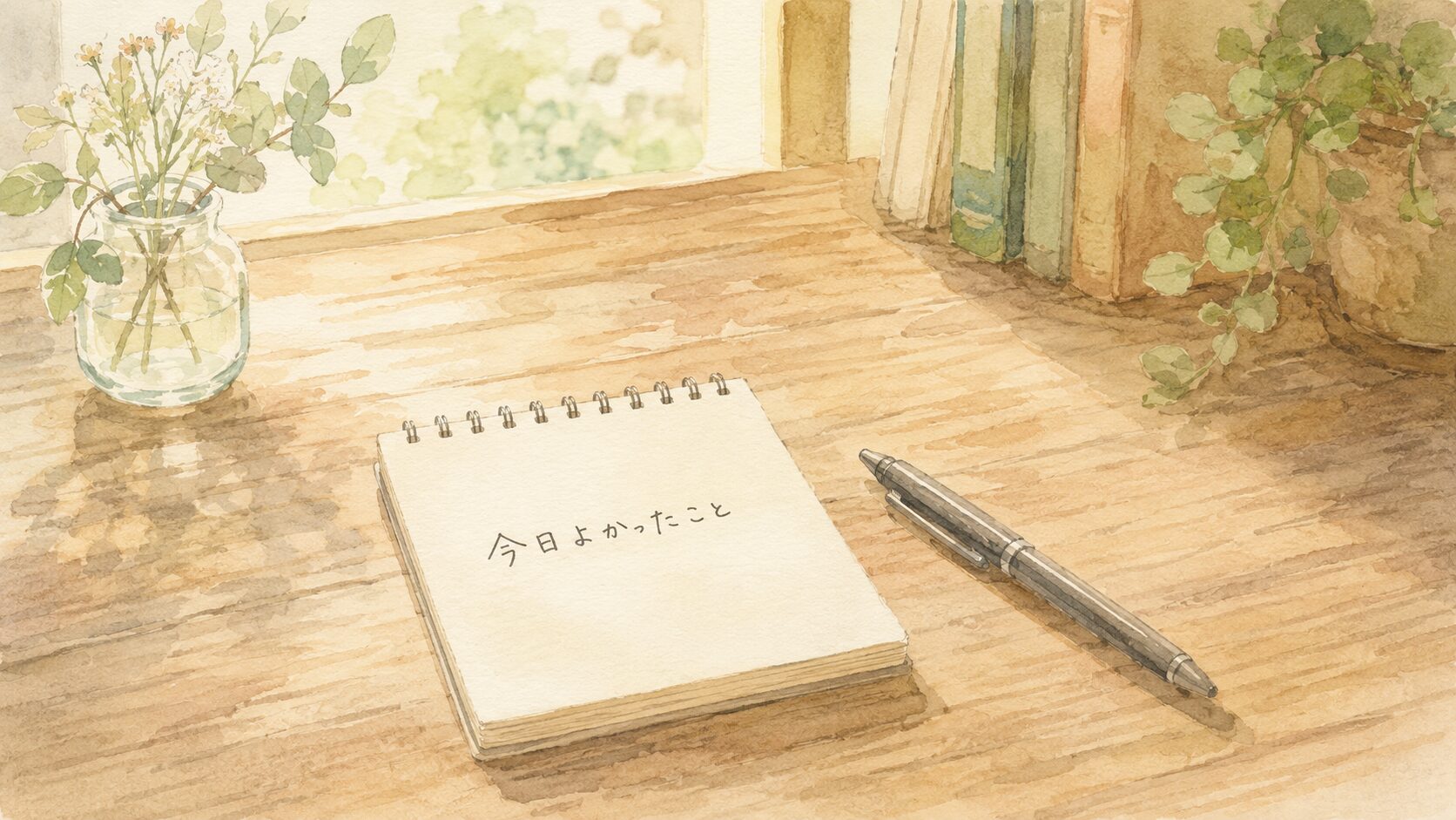 今日よかったことをメモに書き留めるイメージ